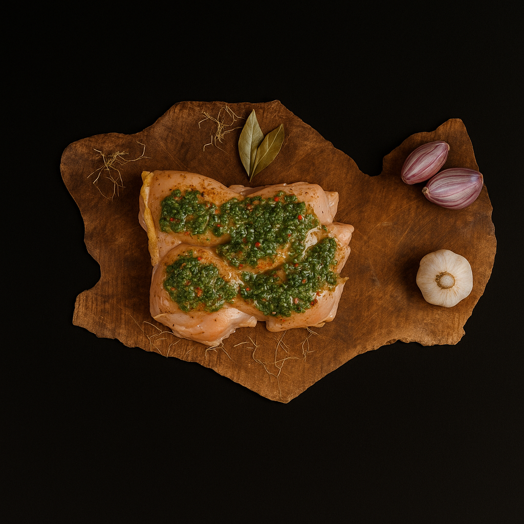 Filete De Cadera Y Muslo Con Chimichurri de Pollo Amarillo Artesanal