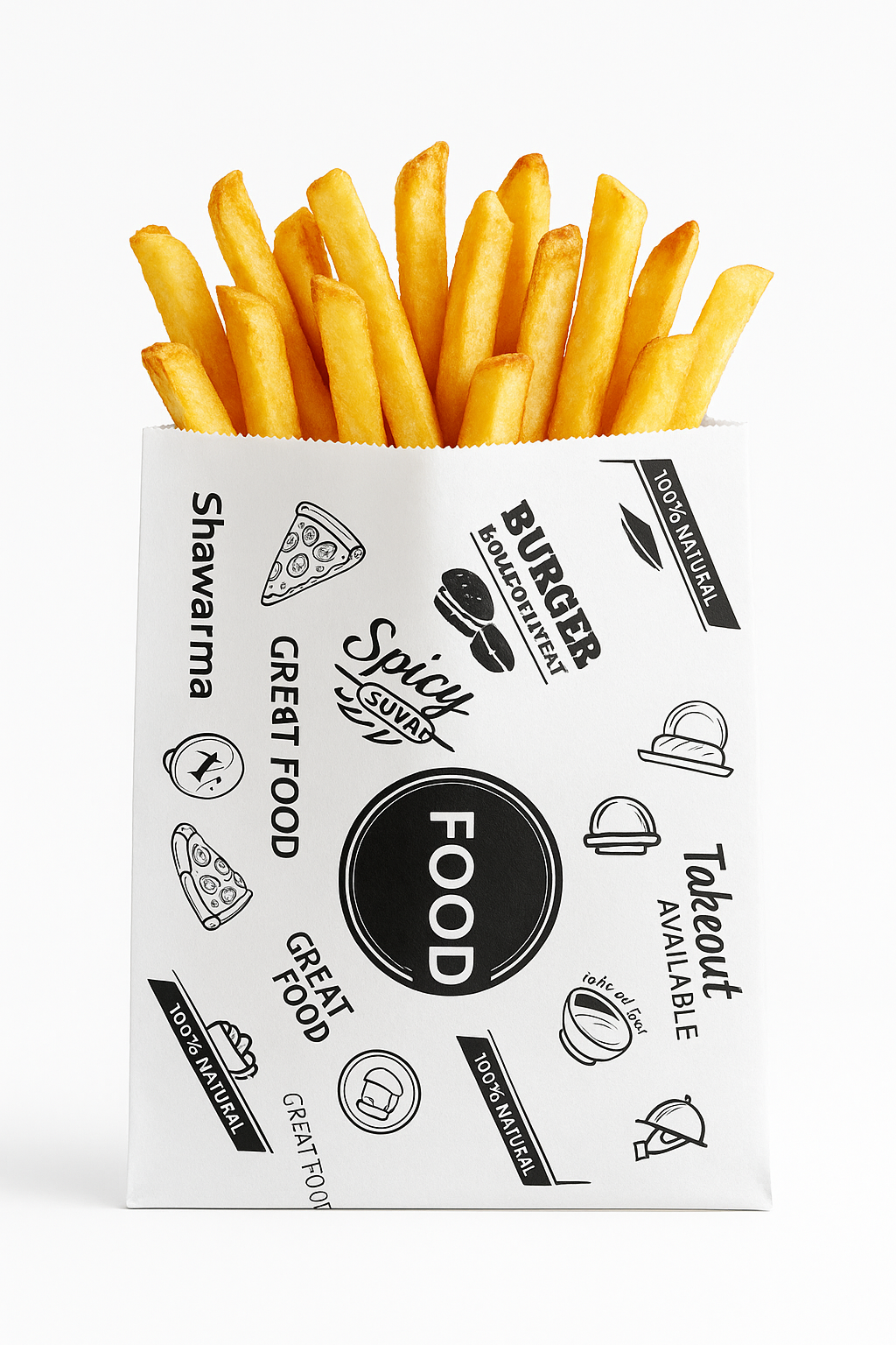 “FOOD TO GO” DELI TAKEOUT BAGS - WHITE & BLACK