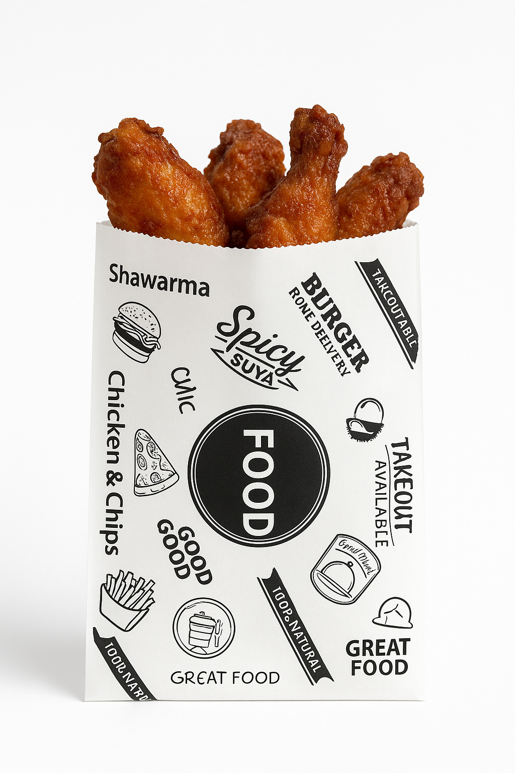 “FOOD TO GO” DELI TAKEOUT BAGS - WHITE & BLACK _4