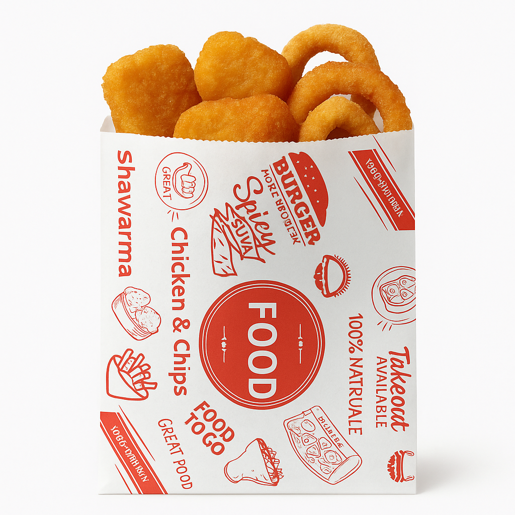 “FOOD TO GO” DELI TAKEOUT BAGS - WHITE & RED