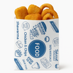 “FOOD TO GO” DELI TAKEOUT BAGS - WHITE & BLUE / 3 SIZES 