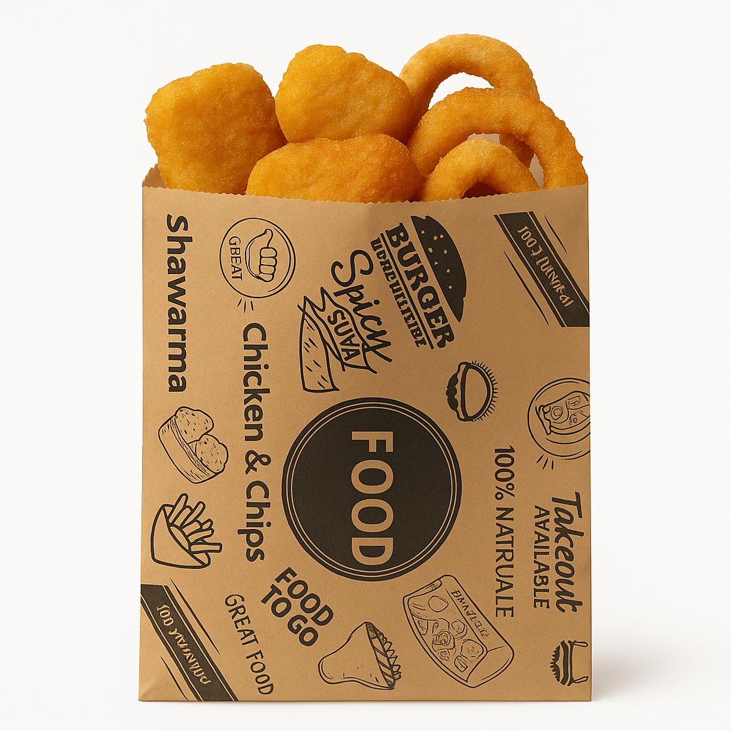 “FOOD TO GO” DELI TAKEOUT BAGS - BROWN & BLACK