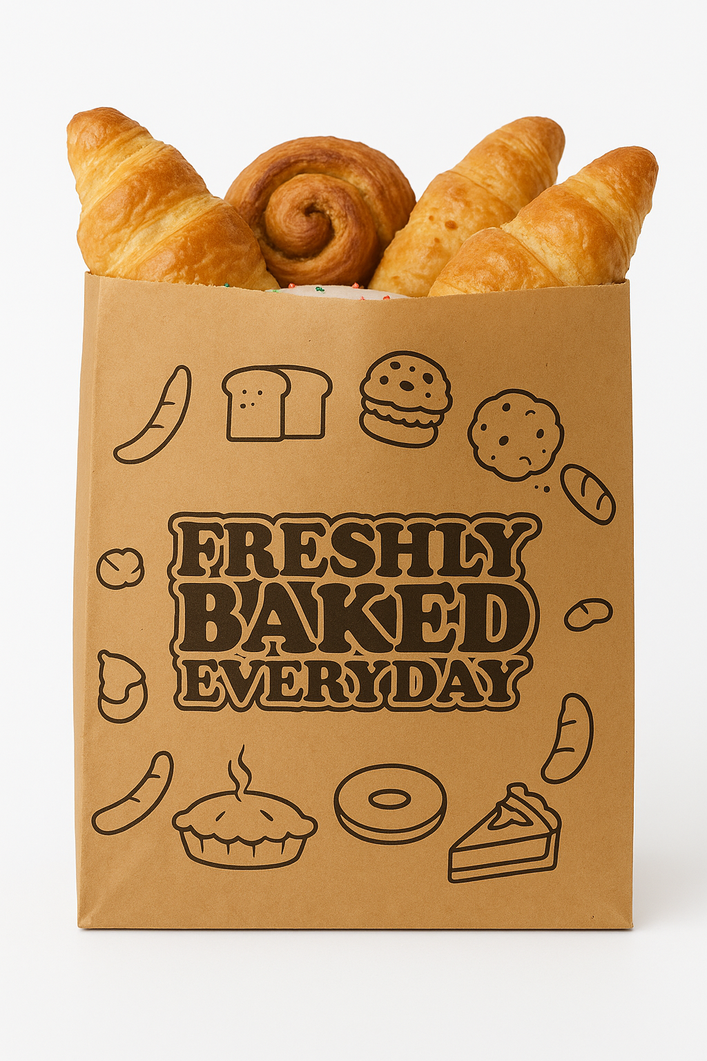 SNACK TAKEOUT BAGS - “FRESHLY BAKED EVERYDAY “ - 5'' x 5''/ BROWN_0