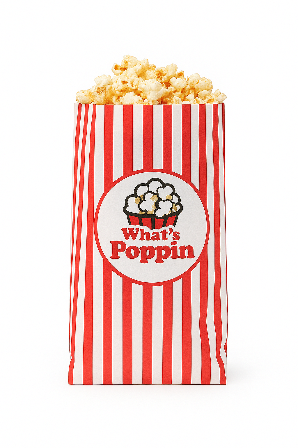 “WHAT’S POPPIN” TREAT TAKEOUT BAGS - WHITE & RED