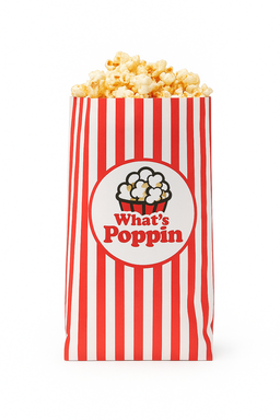 “WHAT’S POPPIN” TREAT TAKEOUT BAGS - WHITE & RED