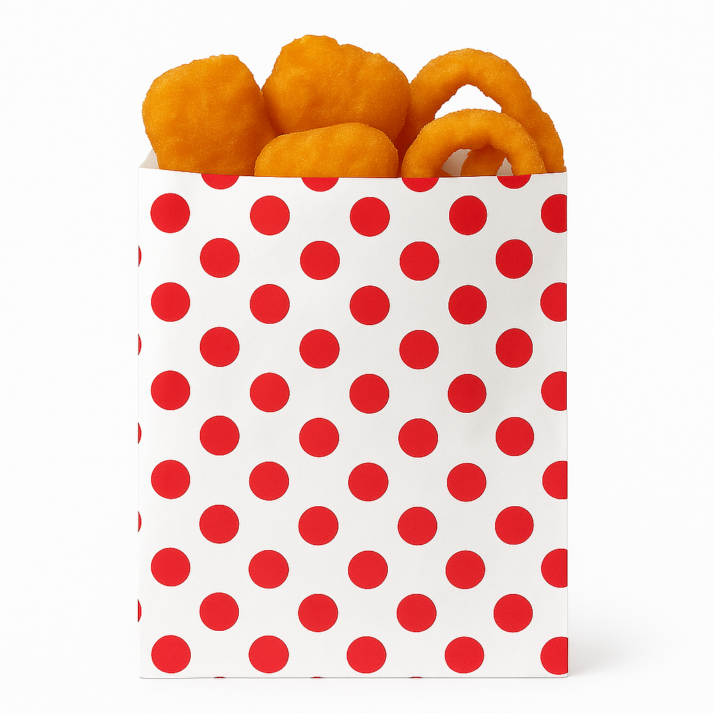 “POLKA DOT” DELI TAKEOUT BAGS - WHITE & RED _0