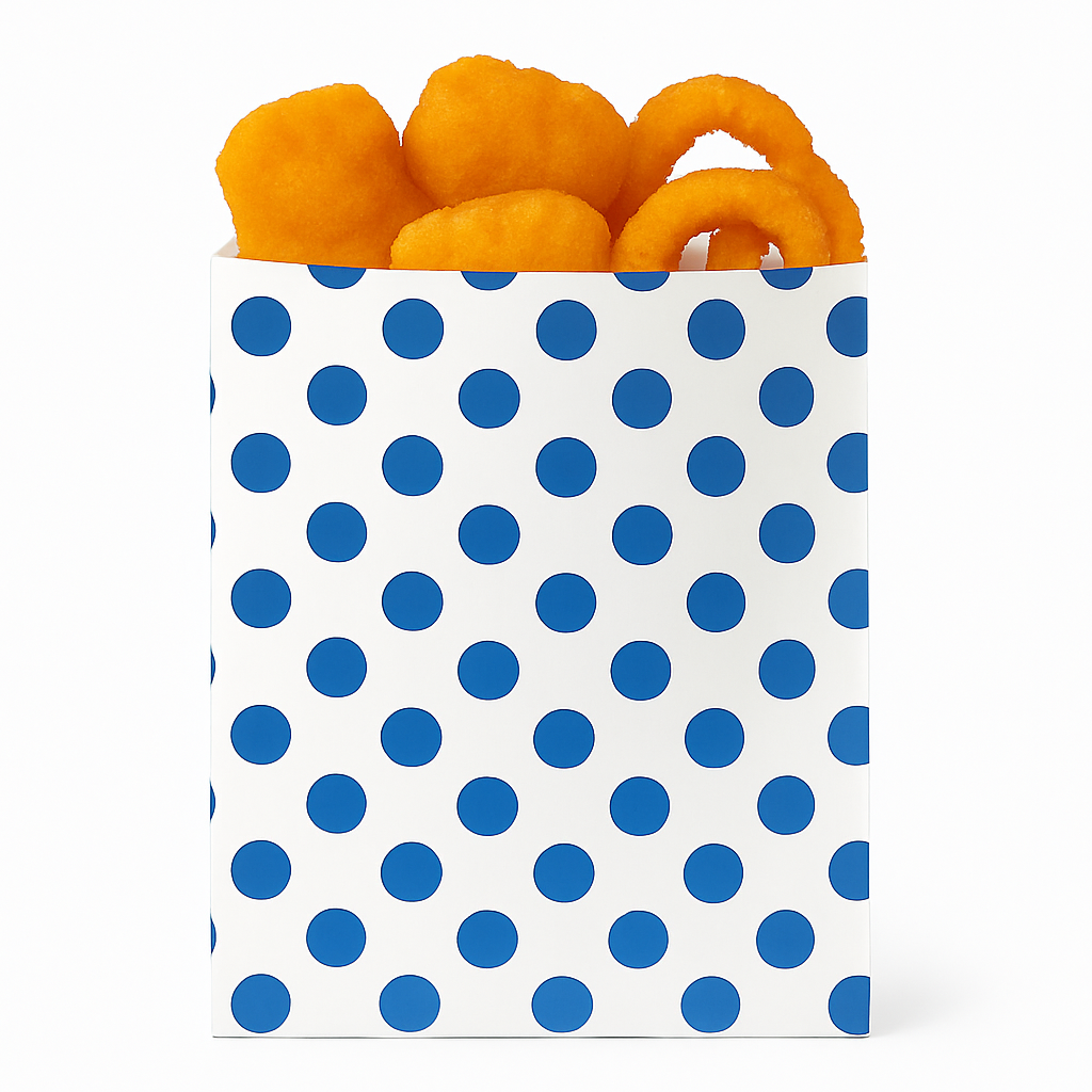 “POLKA DOT” DELI TAKEOUT BAGS - WHITE & BLUE _0
