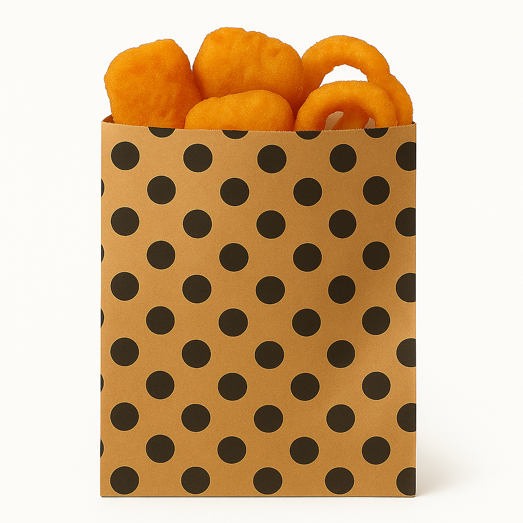 “POLKA DOT” DELI TAKEOUT BAGS - BROWN & BLACK / 3 SIZES