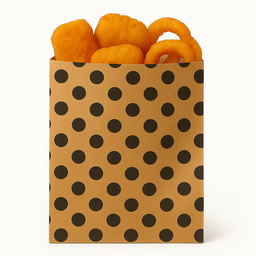 “POLKA DOT” DELI TAKEOUT BAGS - BROWN & BLACK / 3 SIZES  