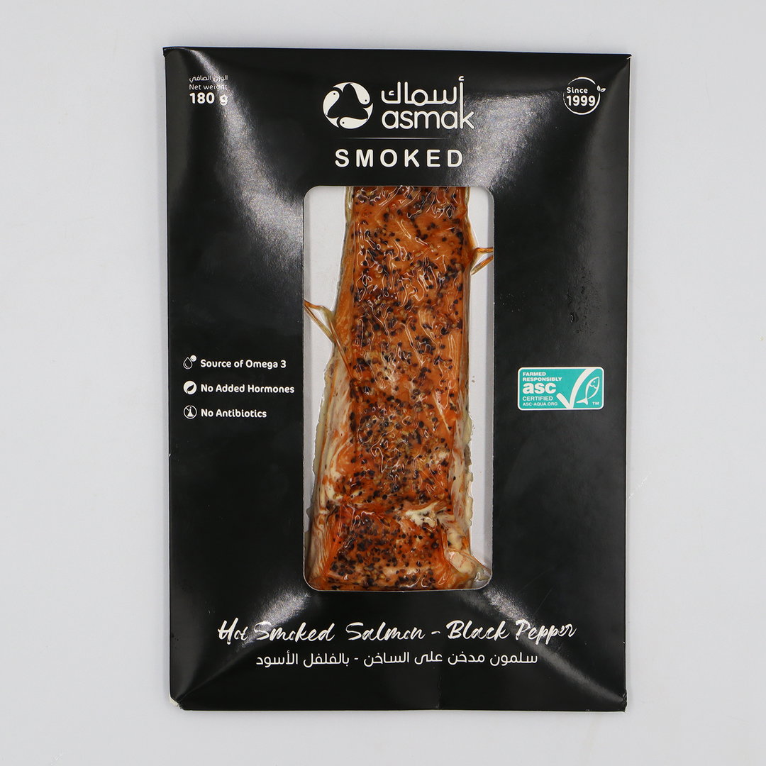 Asmak Hot Smoked Salmon with Black Pepper 180g
