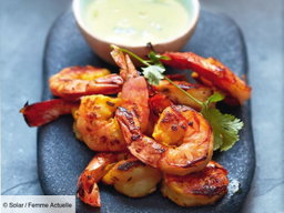 Gambas crème fraiche aux tagliatelles