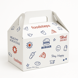 TAKEOUT GABLE BOXES - GENERIC “FOODSTEPS” DESIGN 