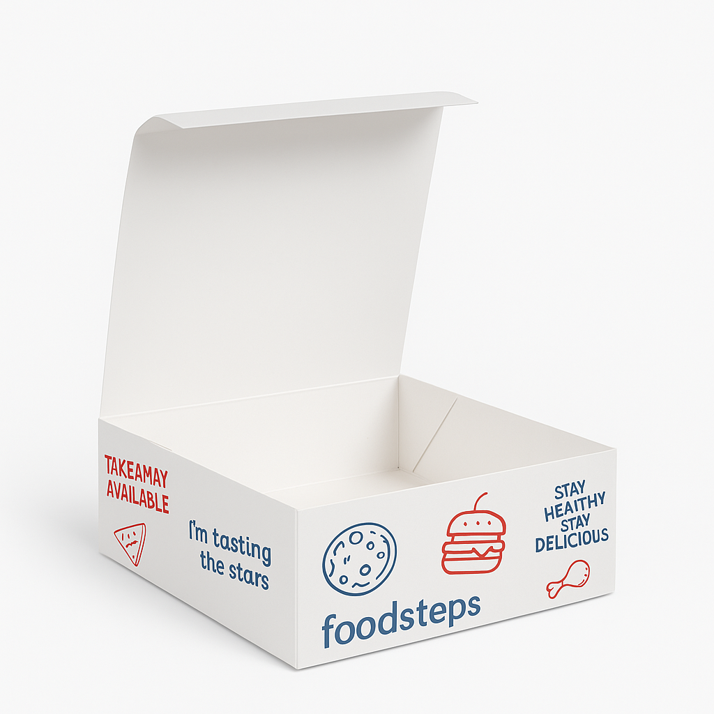 “FOODSTEPS” ER TAKEOUT BOXES - 8” x 8” x 3.5”