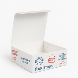 “FOODSTEPS” ER TAKEOUT BOXES - 8” x 8” x 3.5”