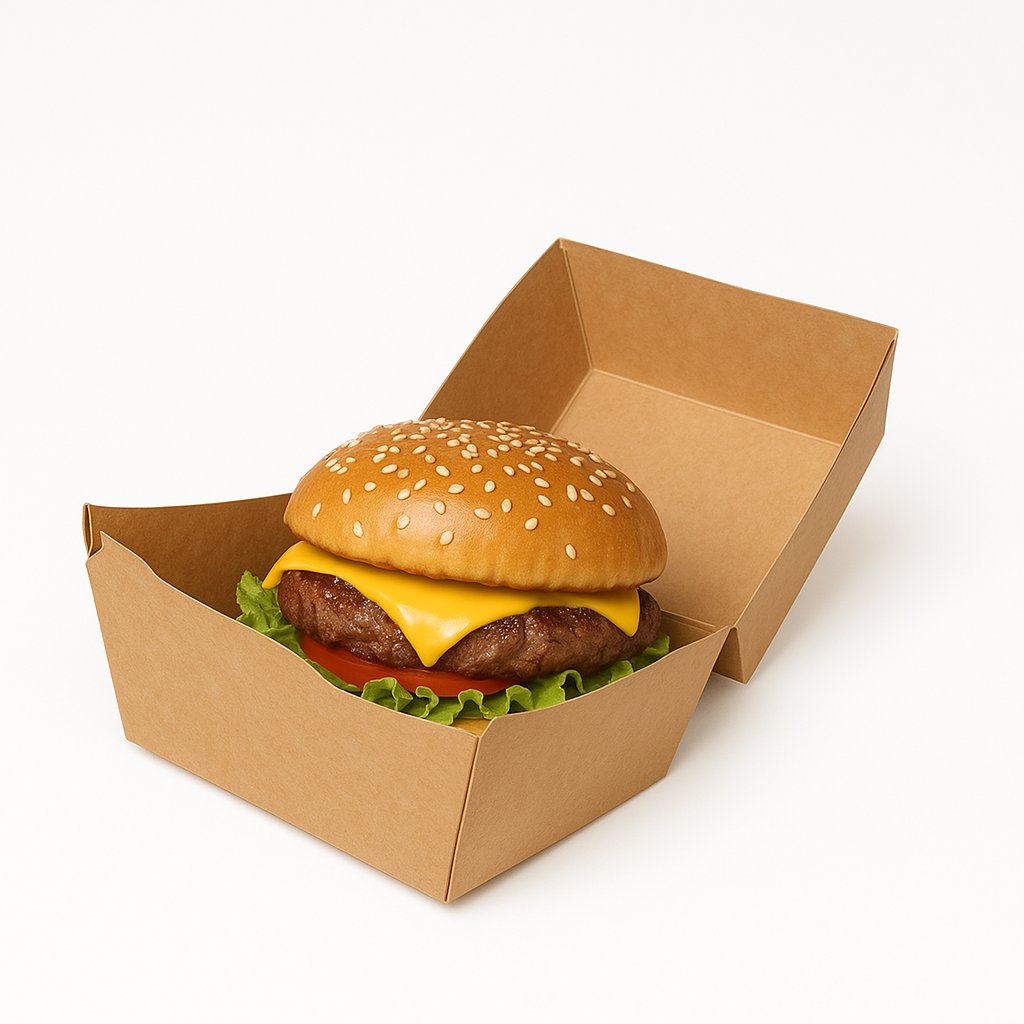 CLAMSHELL BURGER BOXES - PLAIN BROWN_0