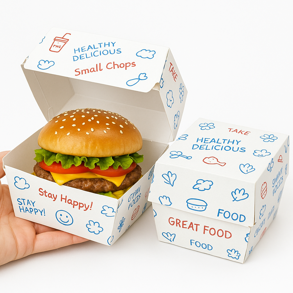 CLAMSHELL TAKEOUT BOXES - GENERIC “FOODSTEPS” DESIGN_0