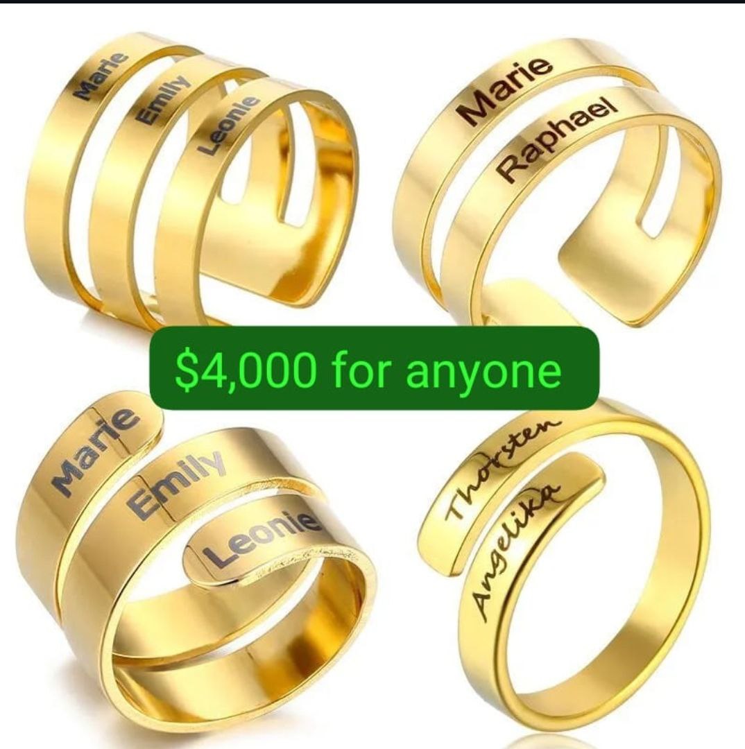 Female double and triple name customized ring