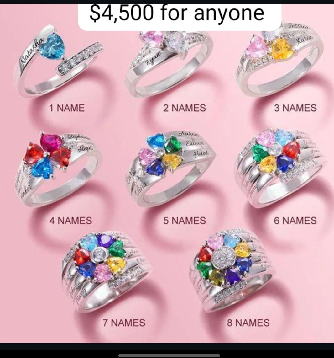 Female customize name ring with birthstone_0