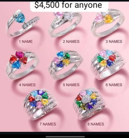 Female customize name ring with birthstone