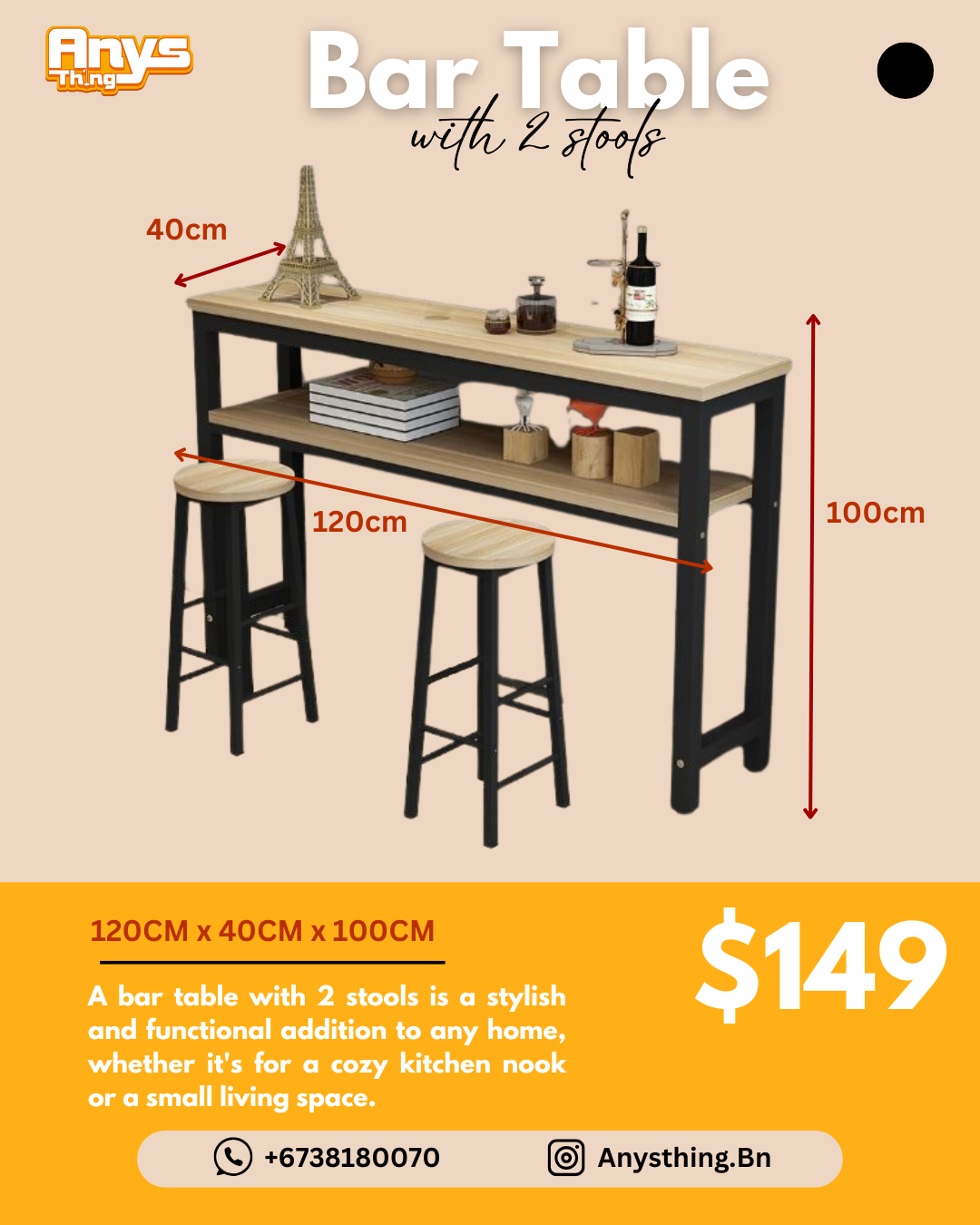 Bar Table With 2 Chairs_1