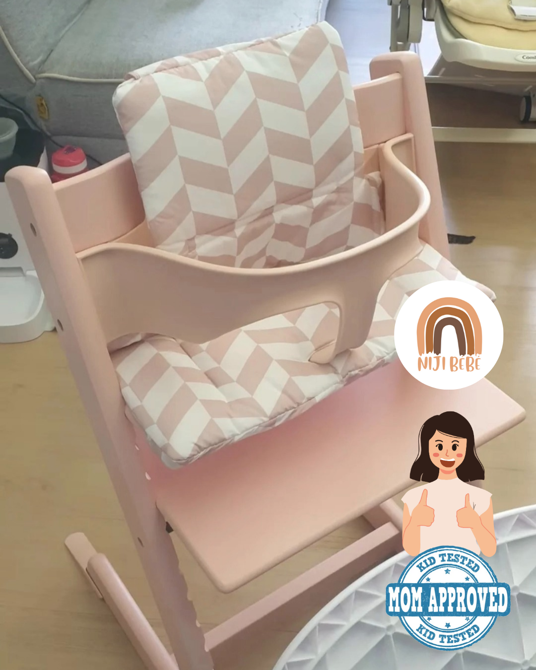 Grow With Me Classic Cushion – Pink Chevron | Inspired by Stokke Tripp Trapp_0