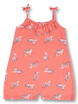 Mini Mango Toddler Girls Frill Shortall – Peach Tiger (Size 6)
