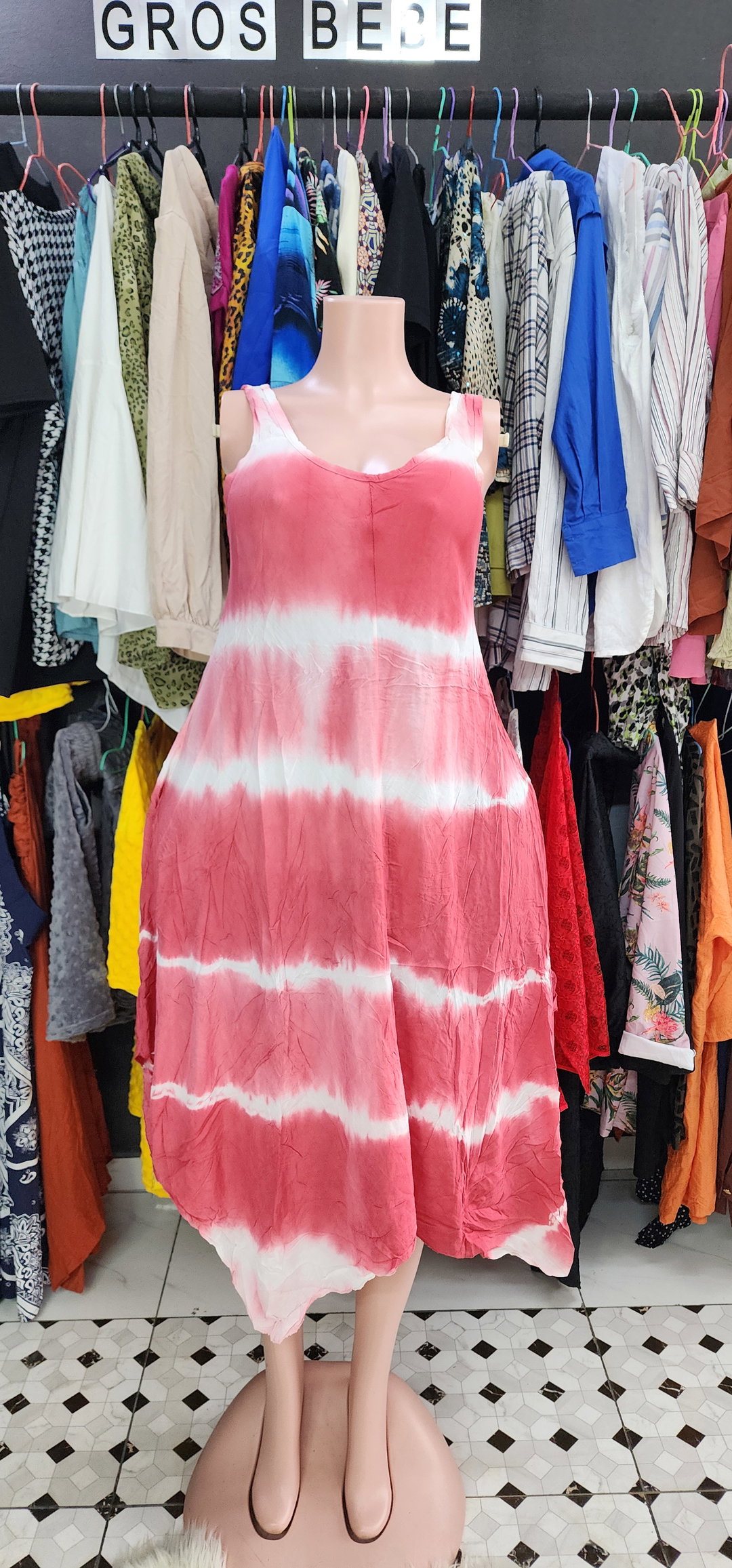 Pink and White Free Dress