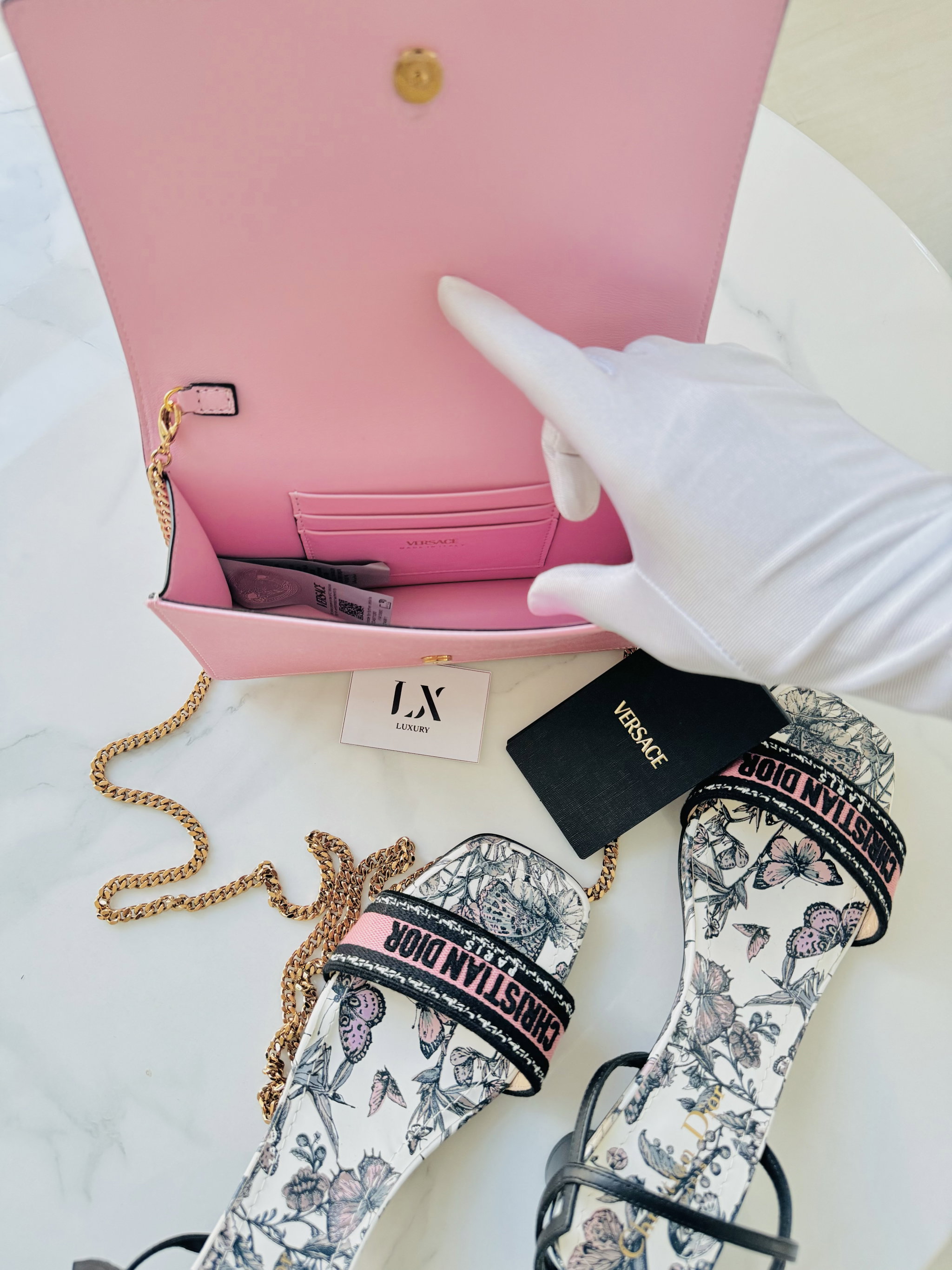 Bolsa Versace rosa Medusa / cristais _3