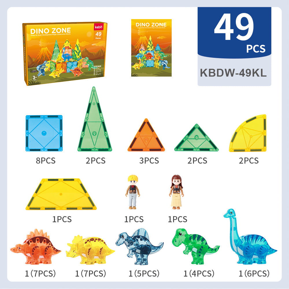 Kebo Dino Zone Magnetic Tiles (49pcs)_1