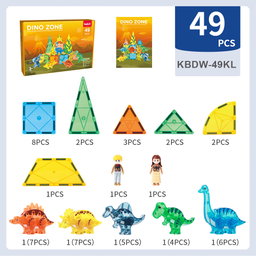 Kebo Dino Zone Magnetic Tiles (49pcs)