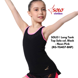 SOLO |  Long Tank Top Solo col. Black - Neon Pink