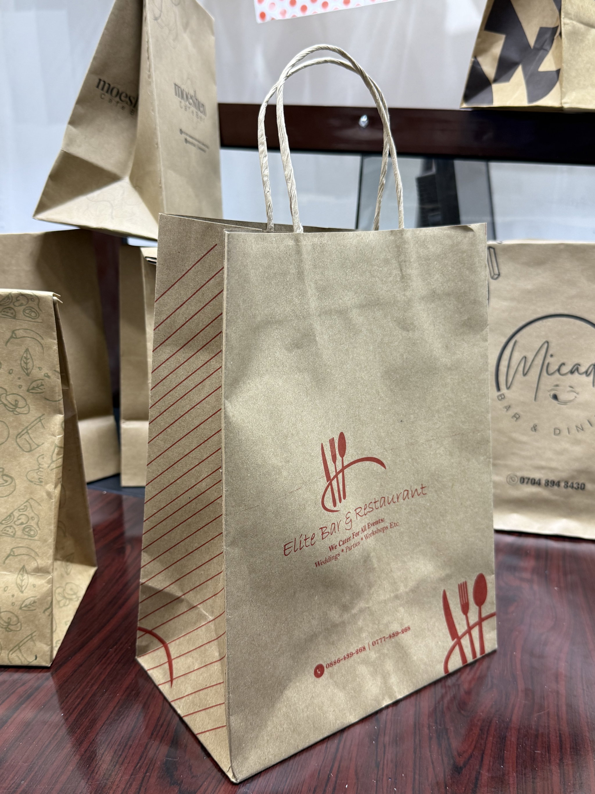 BRANDED KRAFT DELIVERY TAKEOUT BAGS - BROWN - 11 x 9’’ x 7.5’’  - MINIMUM ORDER QUANTITY OF 500 BAGS_23