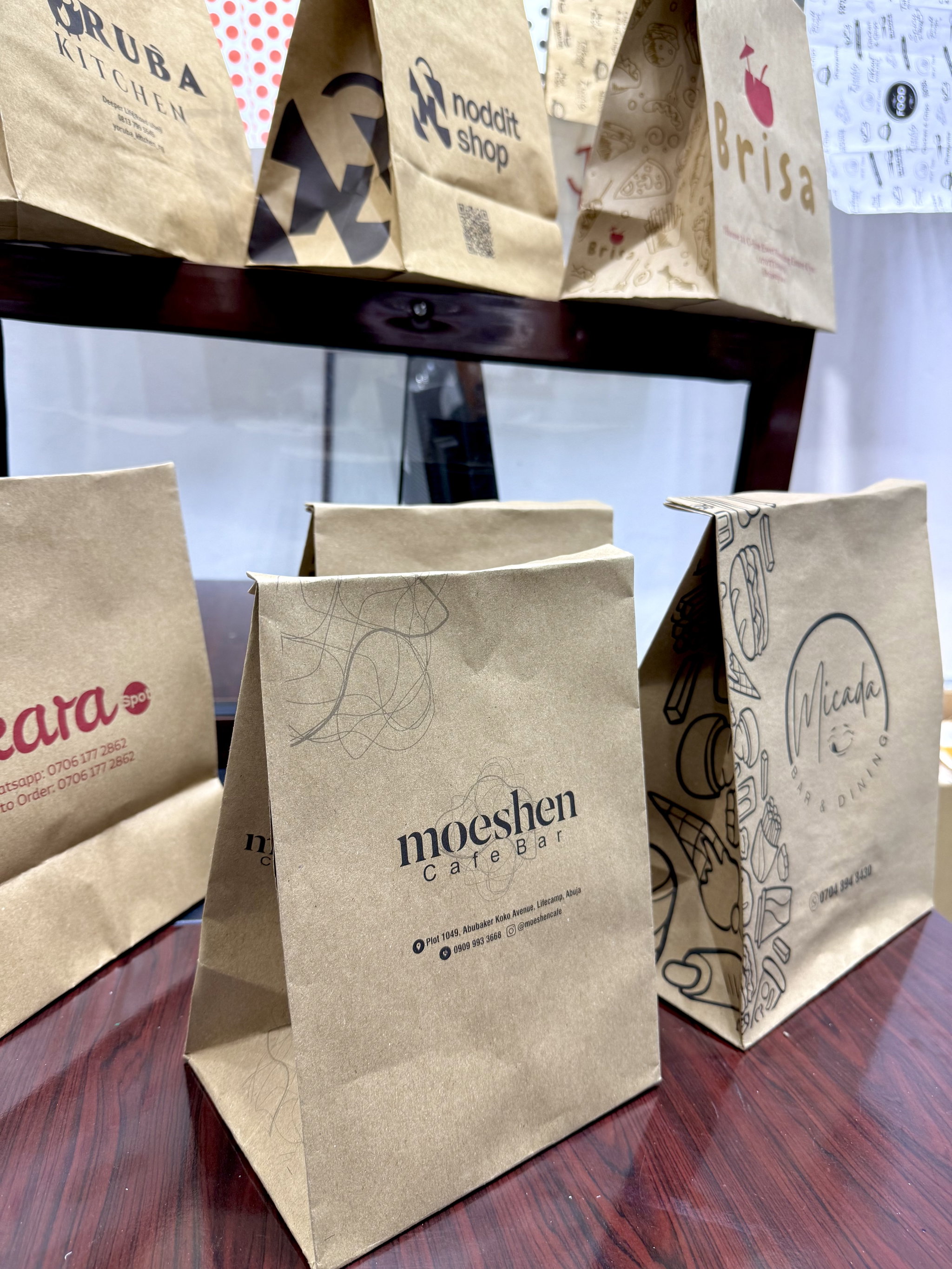 BRANDED KRAFT DELIVERY TAKEOUT BAGS - BROWN - 12” x 10” X 7''  - MINIMUM ORDER QUANTITY OF 500 BAGS _19