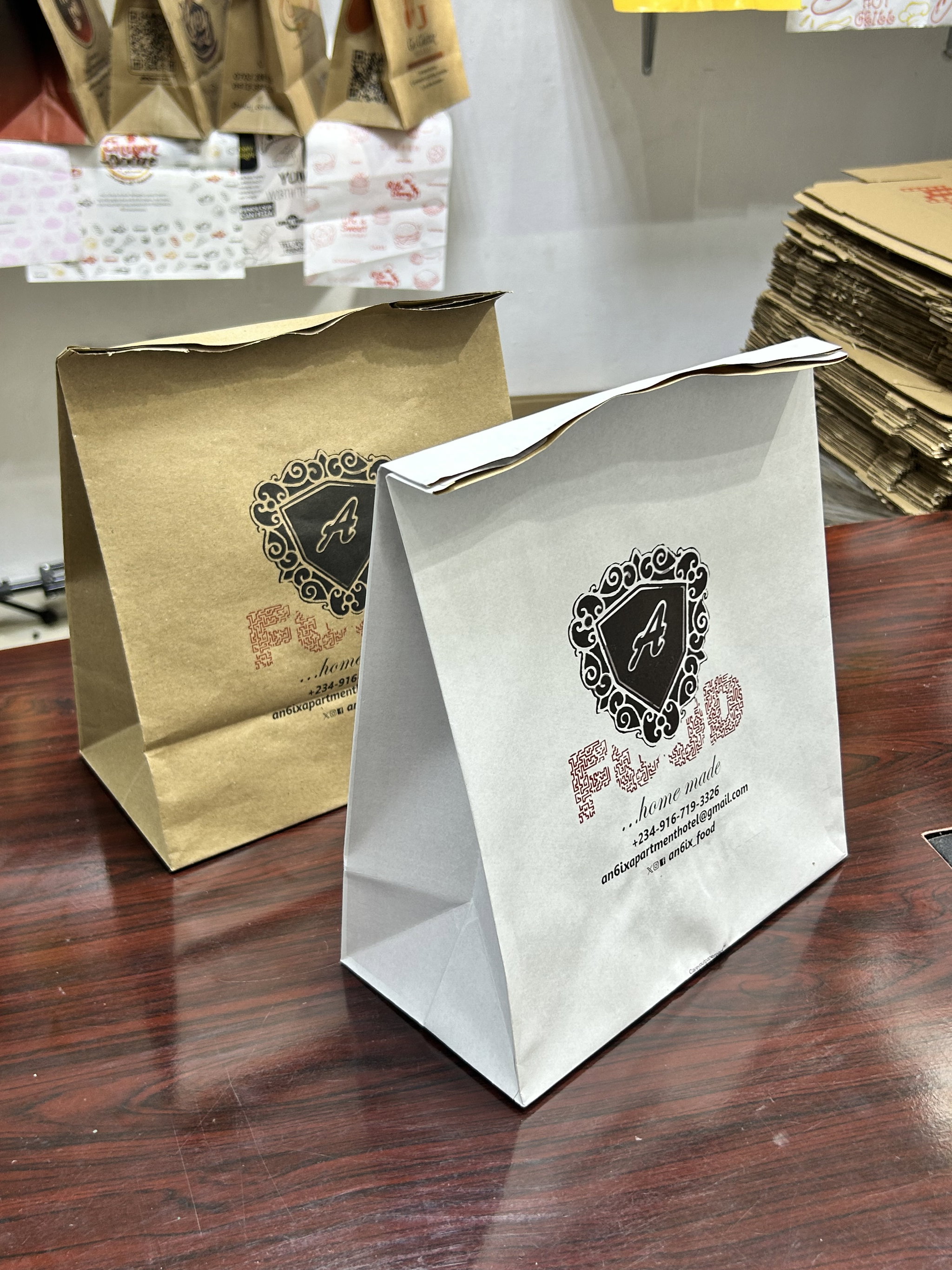 BRANDED KRAFT DELIVERY TAKEOUT BAGS - BROWN - 12” x 10” X 7''  - MINIMUM ORDER QUANTITY OF 500 BAGS _4