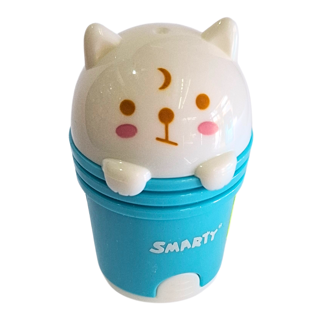 Sacapuntas 1 orificios con deposito + goma forma gatito