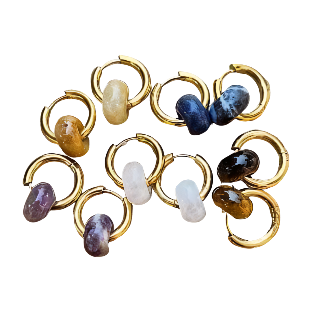 Gemstone Drop Hoops