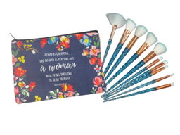 Inspirational bible verse Makeup bag with 10 x makeup brushes