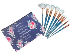 Inspirational bible verse Makeup bag with 10 x makeup brushes