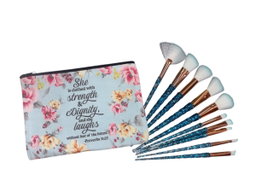 Inspirational bible verse Makeup bag with 10 x makeup brushes