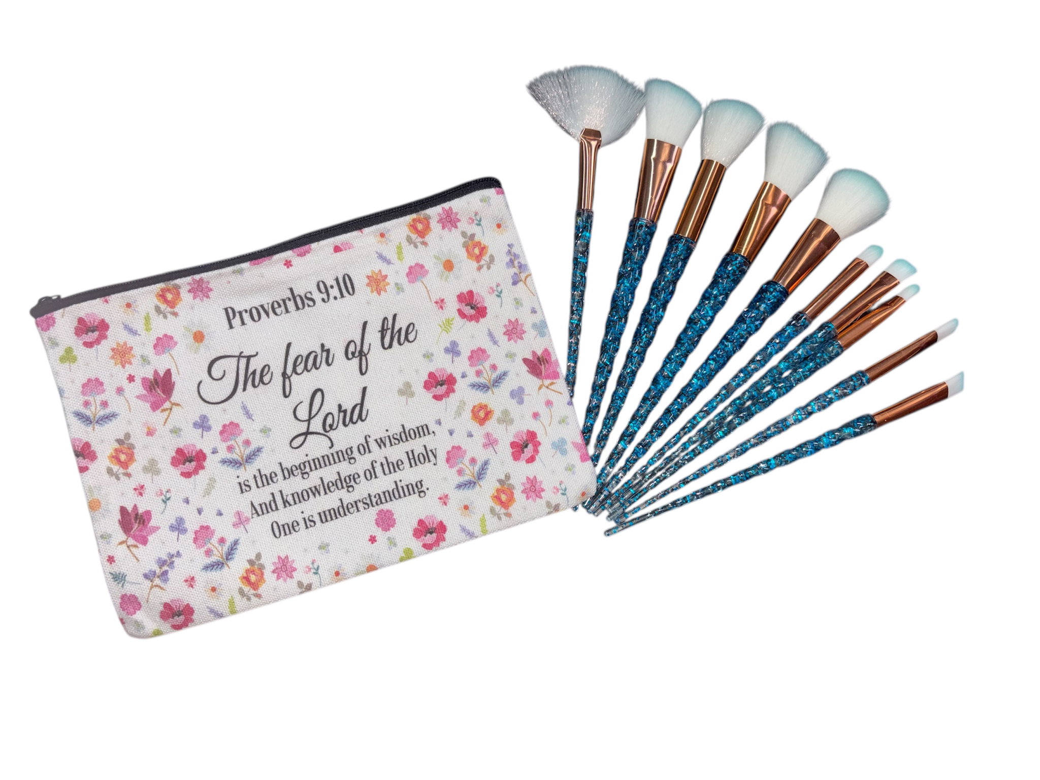 Inspirational bible verse Makeup bag with 10 x makeup brushes_14