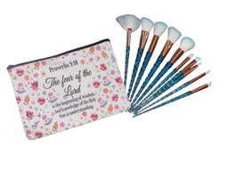 Inspirational bible verse Makeup bag with 10 x makeup brushes