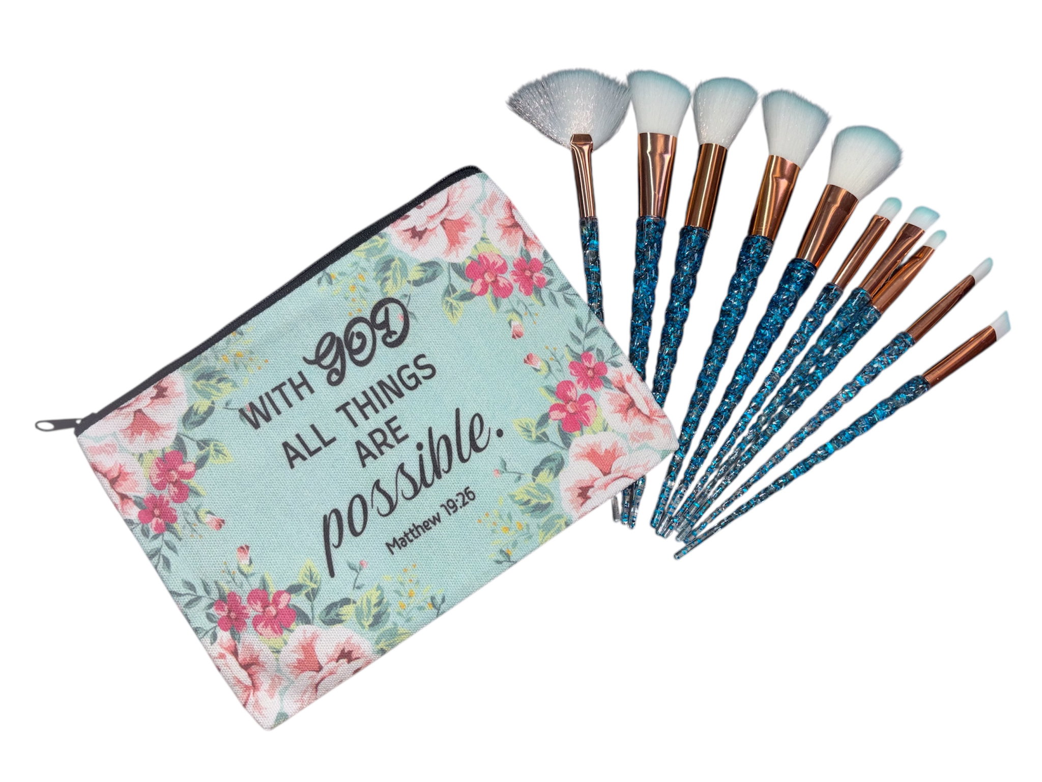 Inspirational bible verse Makeup bag with 10 x makeup brushes_15