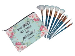 Inspirational bible verse Makeup bag with 10 x makeup brushes