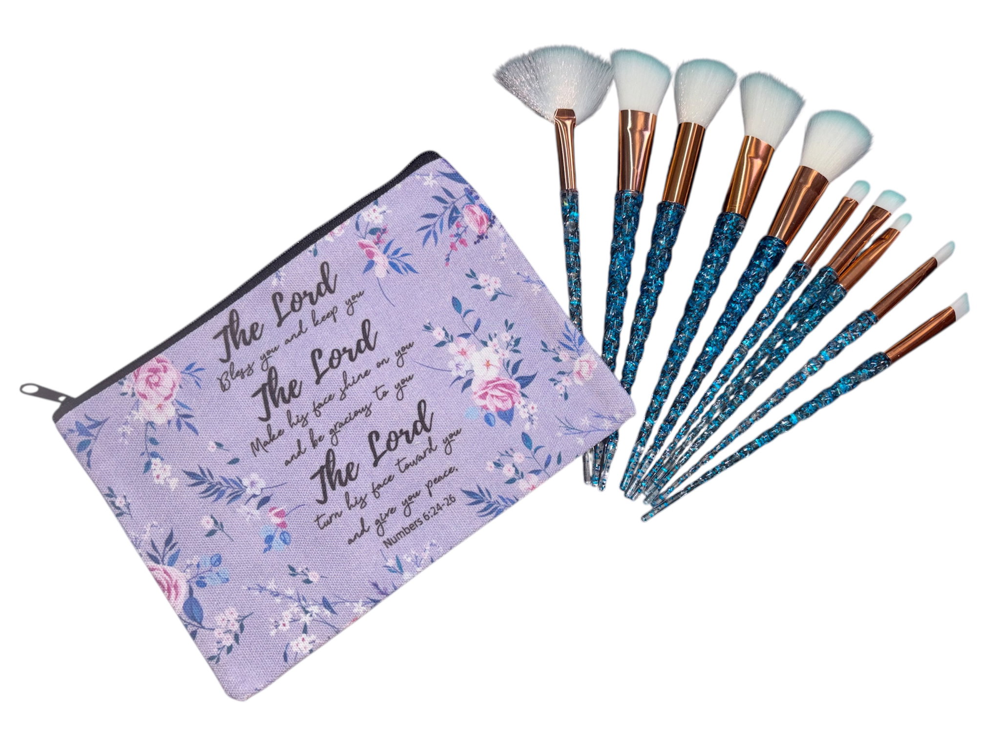 Inspirational bible verse Makeup bag with 10 x makeup brushes_16