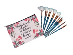 Inspirational bible verse Makeup bag with 10 x makeup brushes