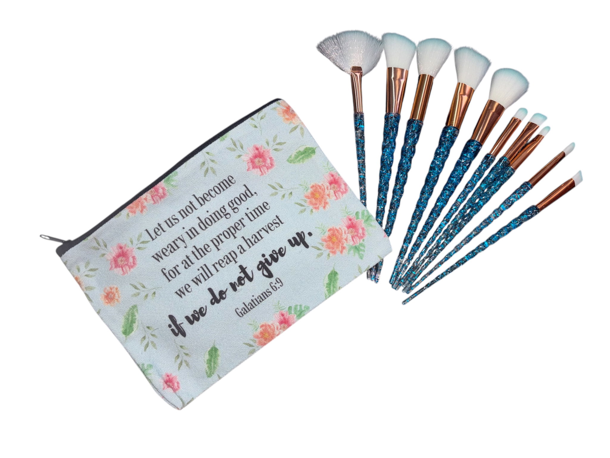 Inspirational bible verse Makeup bag with 10 x makeup brushes_18