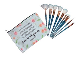 Inspirational bible verse Makeup bag with 10 x makeup brushes