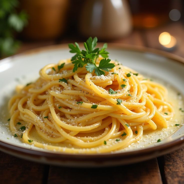 Pasta con ajo y mantequilla