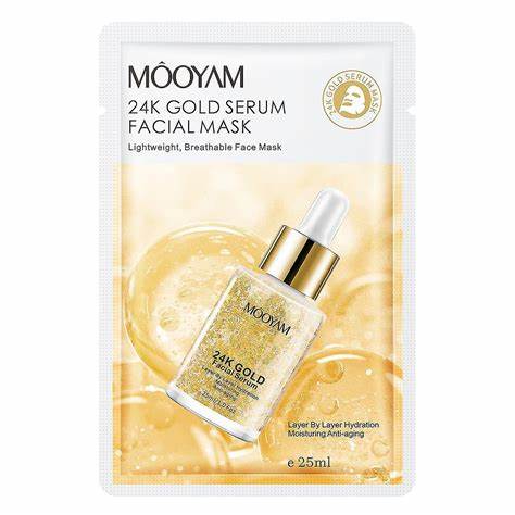 Masque hydratant et anti-âge à l'or 24 carats pour visage_0