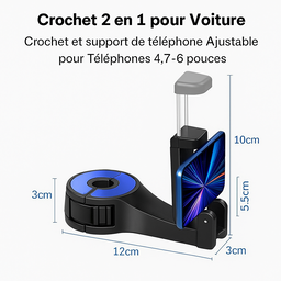  Support Voiture 2-en-1 : Crochet & Support Téléphone